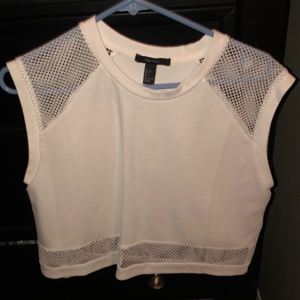 Mesh, white crop top